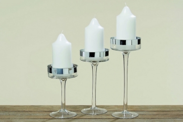 Kerzenhalter 3er Set Kerzenständer mit Rand in Silber