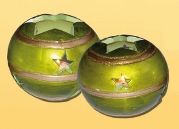Teelichthalter 2teiliges Set grün gold